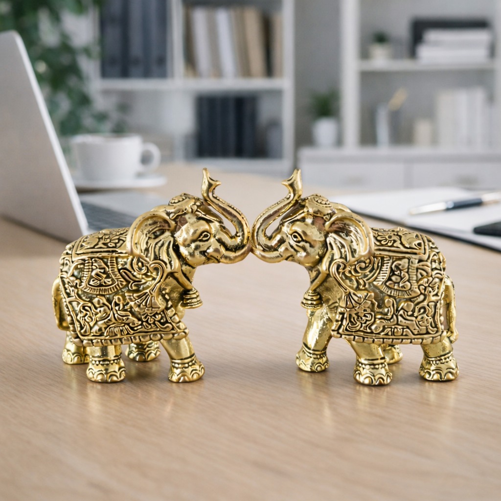 Elefantes em Metal Dourado Elefantes em Metal Dourado