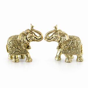 Elefantes em Metal Dourado