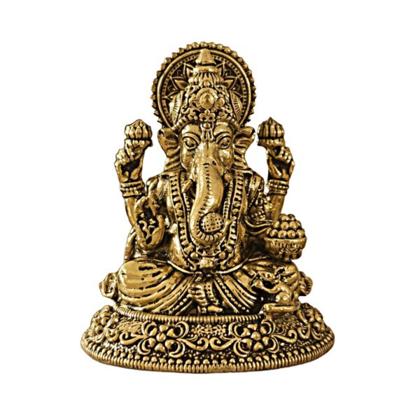 Estátua Ganesha em Metal Dourado Modelo 2 Estátua Ganesha em Metal Dourado Modelo 2