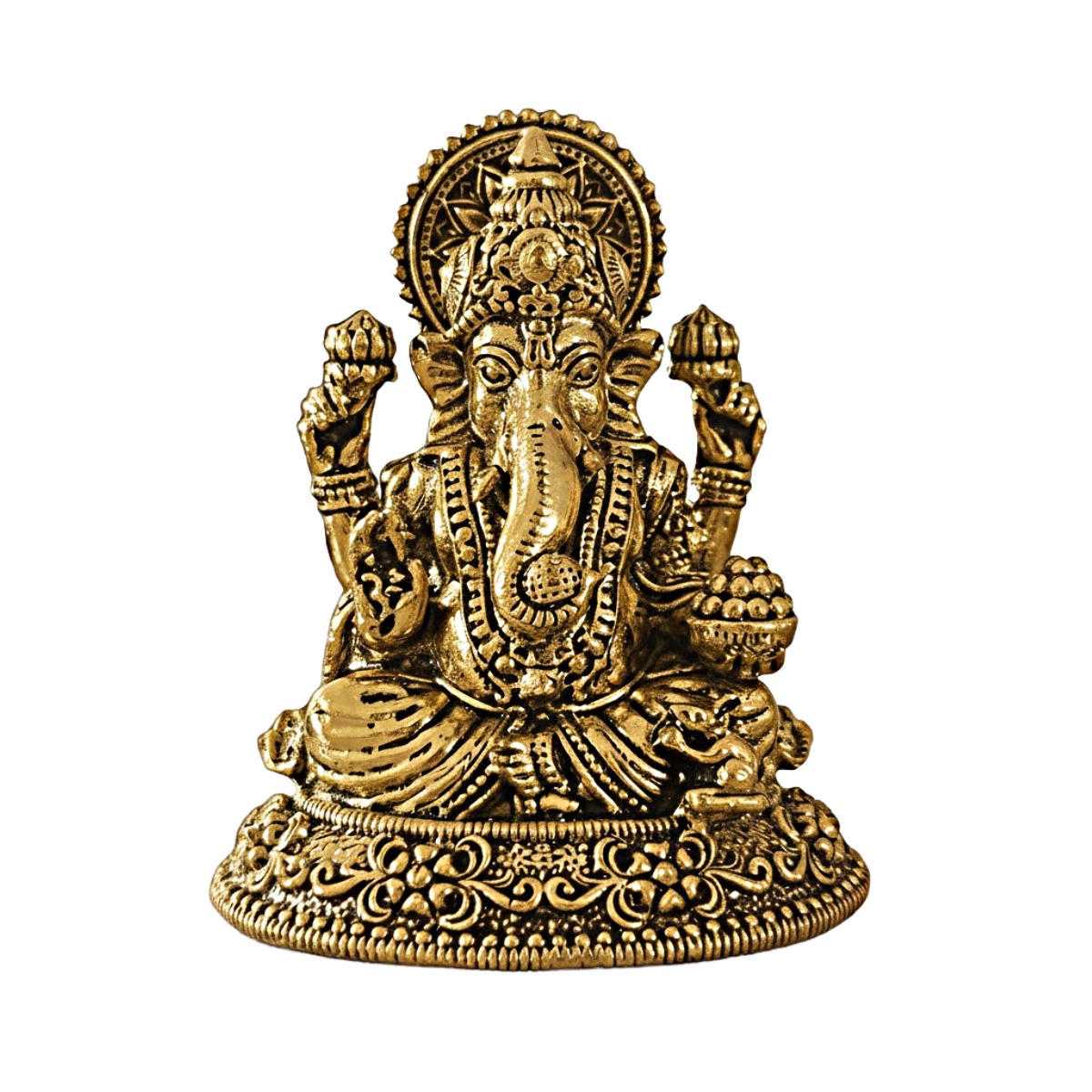 Estátua Ganesha em Metal Dourado Modelo 2