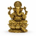 Estátua Ganesha em Metal Dourado Modelo 3