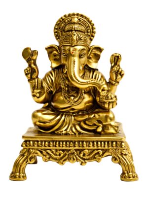 Estátua Ganesha em Metal Dourado Modelo 4