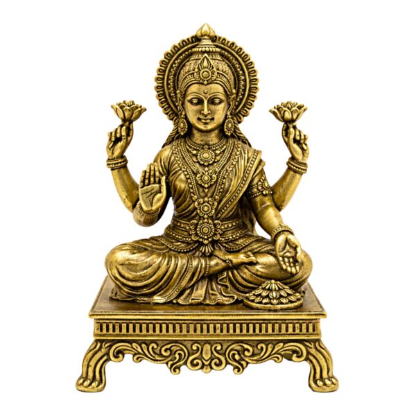 Estátua Lakshmi em Metal Dourado Modelo 1 Estátua Lakshmi em Metal Dourado Modelo 1