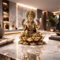 Estátua Lakshmi em Metal Dourado Modelo 2