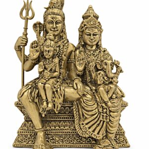 Estátua Shiva Família Metal Dourado