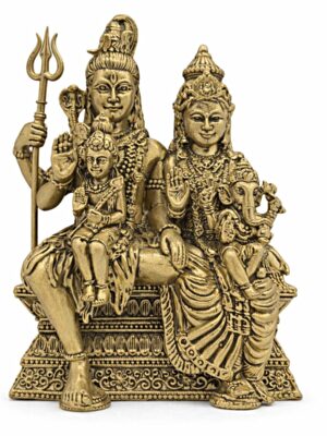 Estátua Shiva Família Metal Dourado