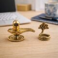 Estátua Shiva Lingam em Metal Dourado