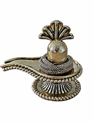 Estátua Shiva Lingam em Metal Dourado