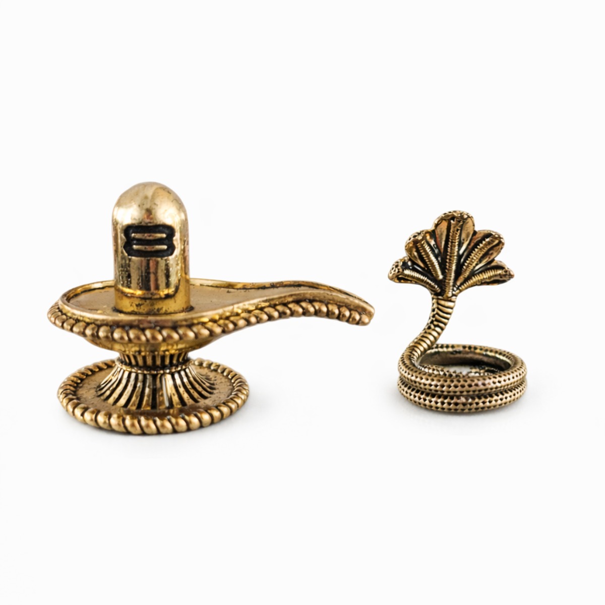 Estátua Shiva Lingam em Metal Dourado