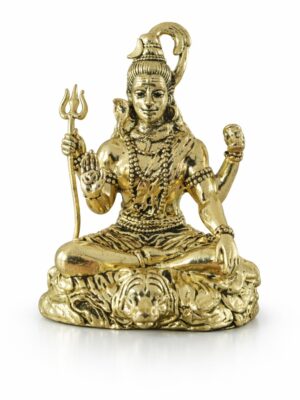 Estátua Shiva em Metal Dourado