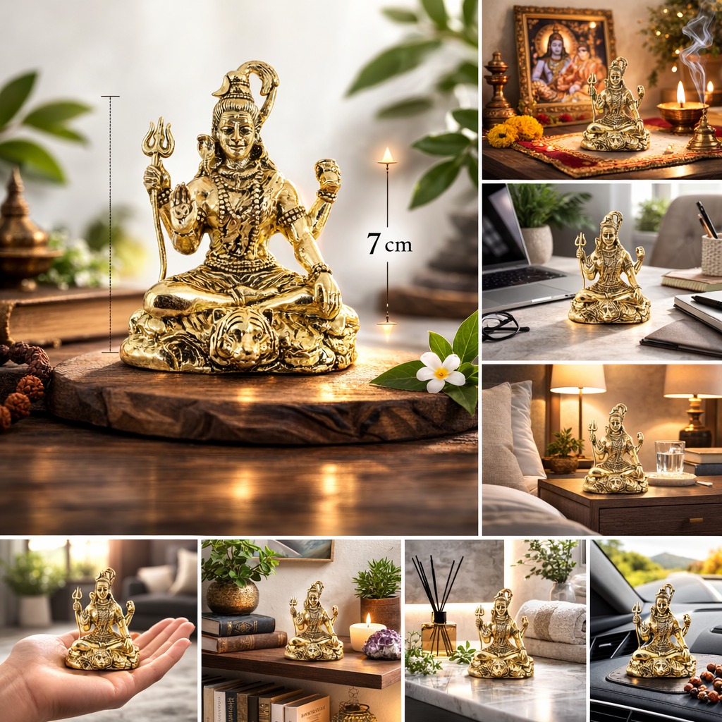 Estátua Shiva em Metal Dourado