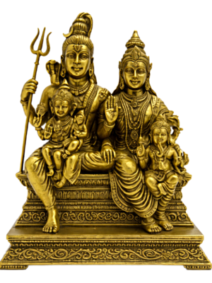Estátua Shiva Família Metal Dourado