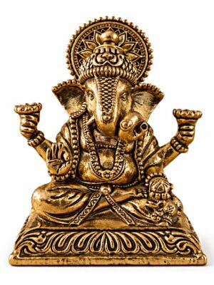 Estátua Ganesha em Metal Dourado Modelo 10