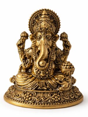 Estátua Ganesha em Metal Dourado Modelo 2
