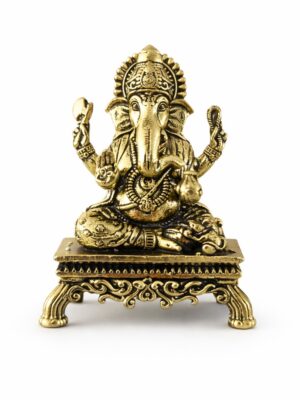 Estátua Ganesha em Metal Dourado Modelo 4
