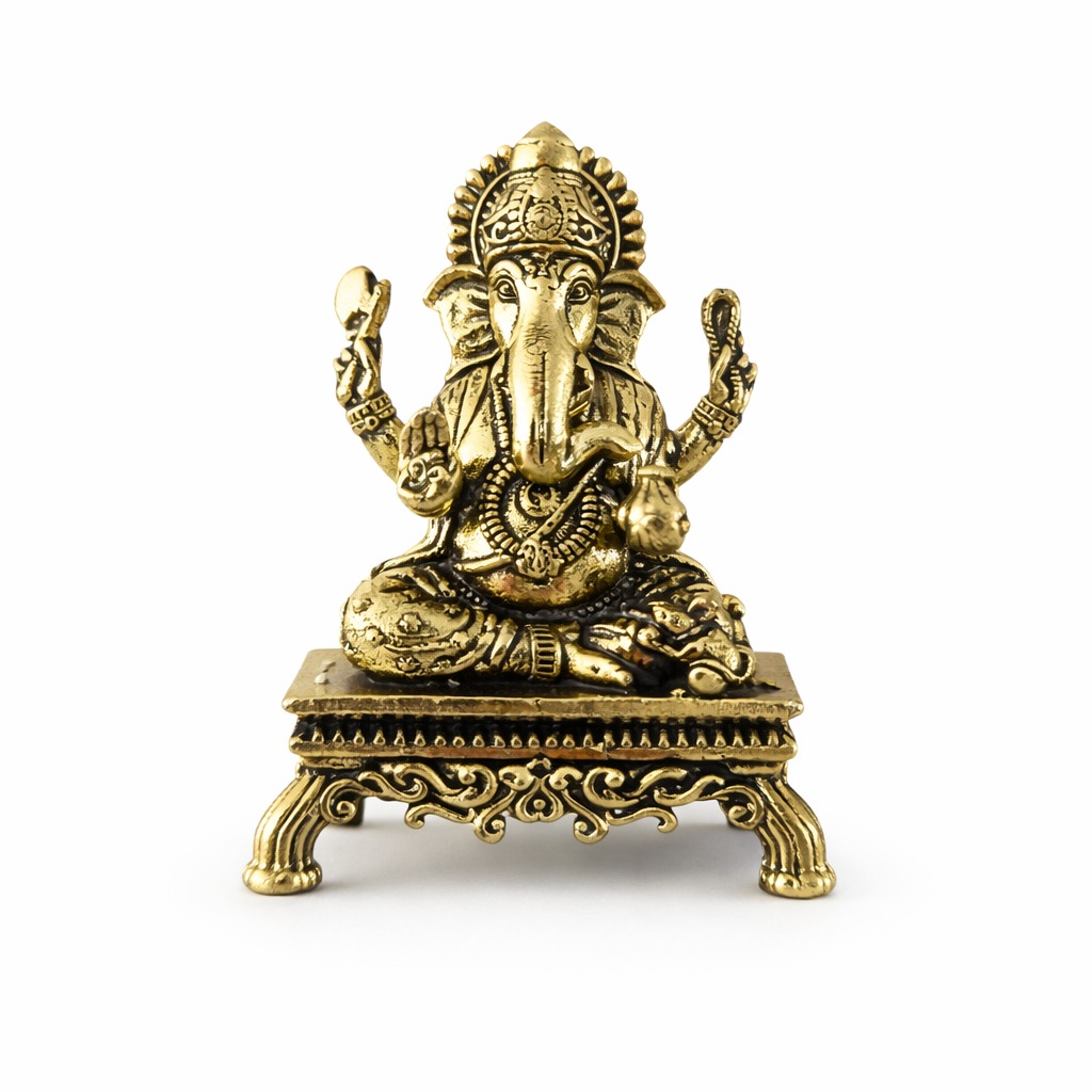 Estátua Ganesha em Metal Dourado Modelo 4