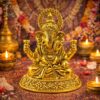 Estátua Ganesha em Metal Dourado Modelo 5 Estátua Ganesha em Metal Dourado Modelo 5