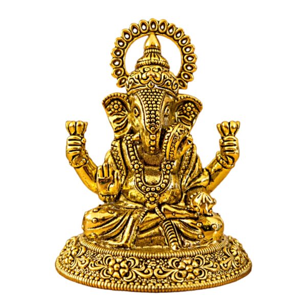 Estátua Ganesha em Metal Dourado Modelo 5 Estátua Ganesha em Metal Dourado Modelo 5