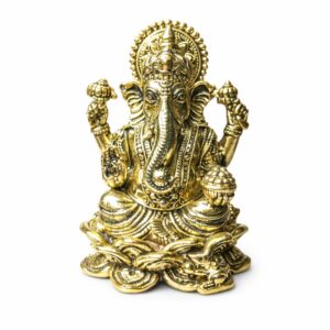 Estátua Ganesha em Metal Dourado Modelo 7
