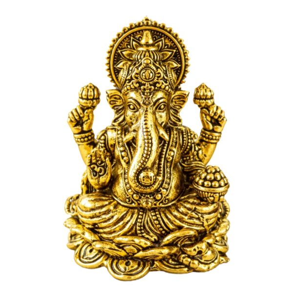 Estátua Ganesha em Metal Dourado Modelo 7