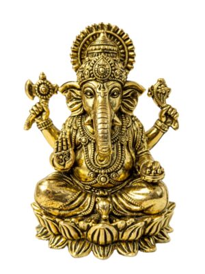 Estátua Ganesha em Metal Dourado Modelo 8