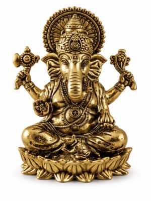 Estátua Ganesha em Metal Dourado Modelo 8