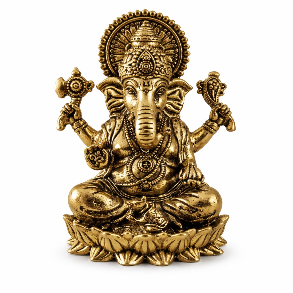 Estátua Ganesha em Metal Dourado Modelo 8