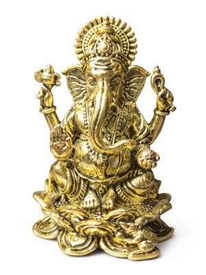 Estátua Ganesha em Metal Dourado Modelo 9