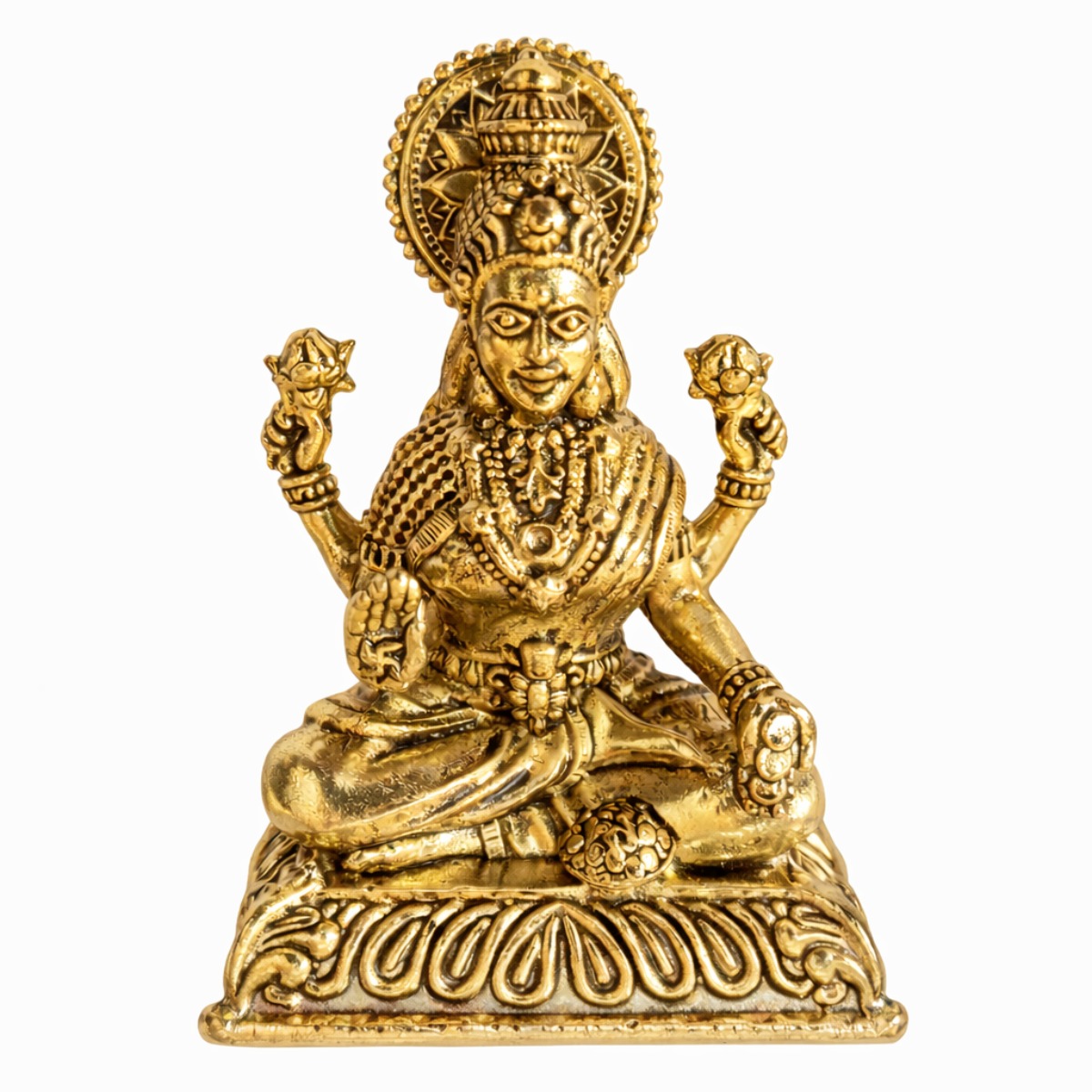 Estátua Lakshmi em Metal Dourado Modelo 5