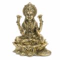 Estátua Lakshmi Flor de Lótus em Metal Dourado Modelo 4