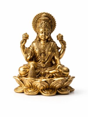 Estátua Lakshmi em Metal Dourado Modelo 2