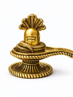 Estátua Shiva Lingam em Metal Dourado