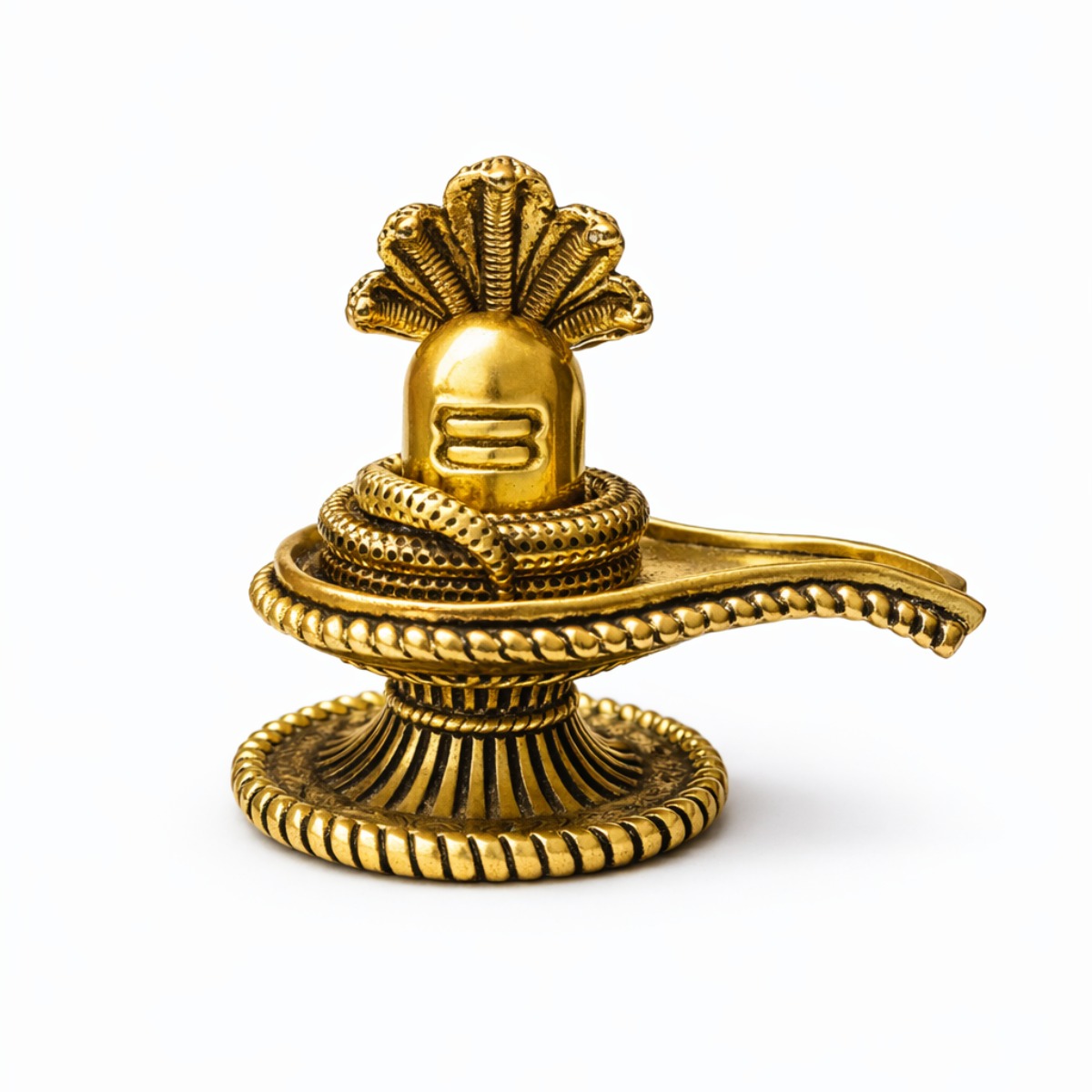 Estátua Shiva Lingam em Metal Dourado