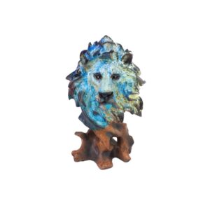 Escultura de Leão Artística em Tons Azuis