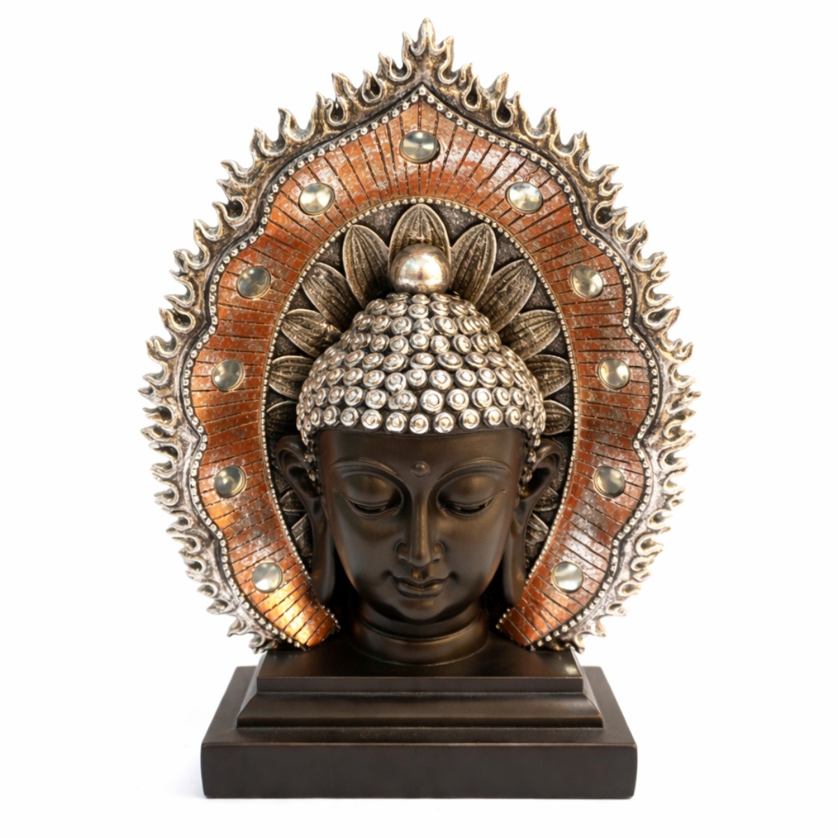 Busto Buda Mandala Dourada 26 cm
