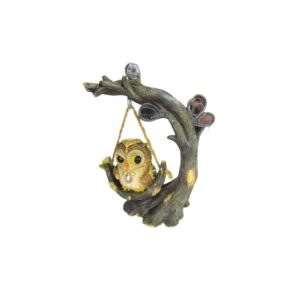 Coruja Dourada no Balanço Decorativa