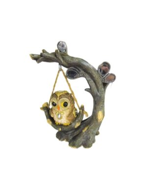 Coruja Dourada no Balanço Decorativa