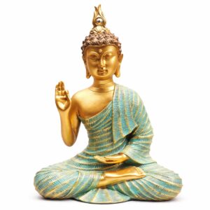 Escultura Buda Abhaya Turquesa 25 cm