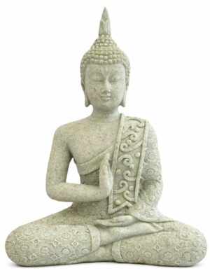 Escultura Buda Cinza Zen 15 cm
