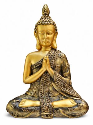 Escultura Buda Harmonia Dourado 32 cm