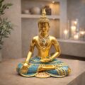 Escultura Buda Tailandês Serenidade Dourada 24 cm (1) Escultura Buda Tailandês Serenidade Dourada 24 cm