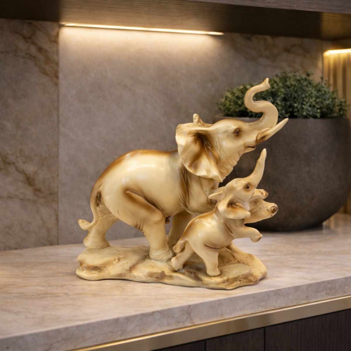 Escultura Elefantes Decorativos Família 20 cm