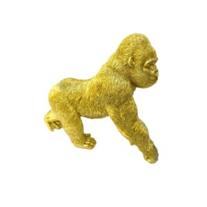 Escultura Gorila Dourado Decorativo