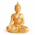 Estátua Buda Dourado com Detalhes de Cristal 17 cm