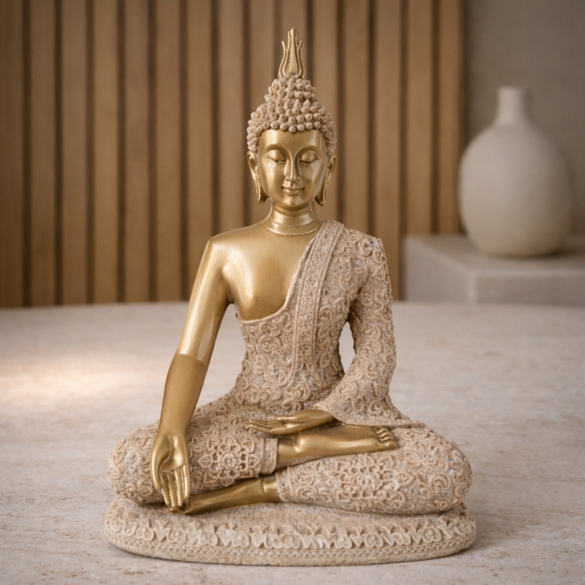 Estátua Buda Sabedoria Zen 20 cm