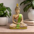Estátua Buda com Faixa Verde Decorativa 26 cm