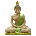 Estátua Buda com Faixa Verde Decorativa 26 cm