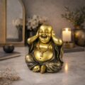 Estatua Buda da Alegria Serena Dourado 10 cm