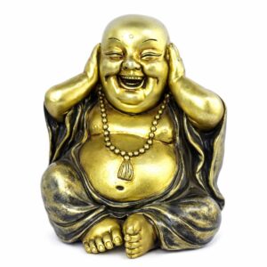 Estatua Buda da Alegria Serena Dourado 10 cm