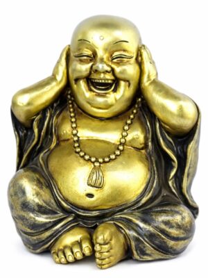 Estatua Buda da Alegria Serena Dourado 10 cm